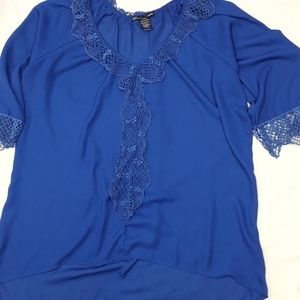 Simply Irresistible Light Weight Blouse Woman's 2X Blue High Low